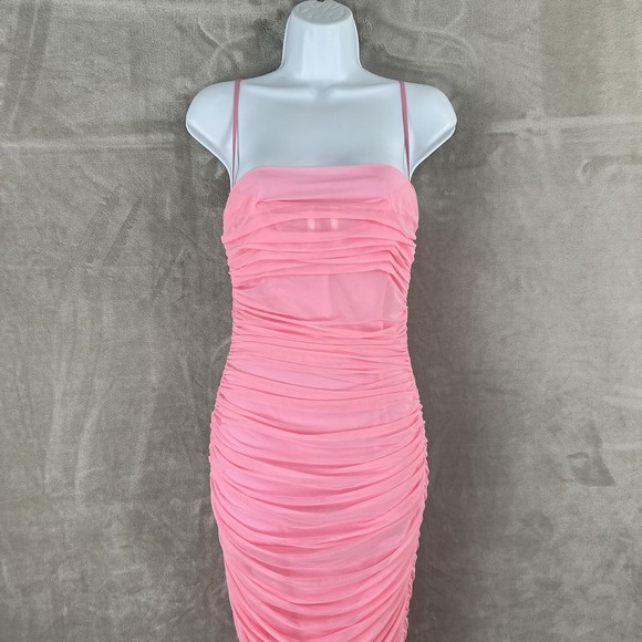 House Of CB Fornarina Barbie Pink Organza Mesh Maxi Dress Women's Medium - Picture 4 of 7
